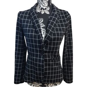 Hove Black and White Windowpane Pattern Blazer
